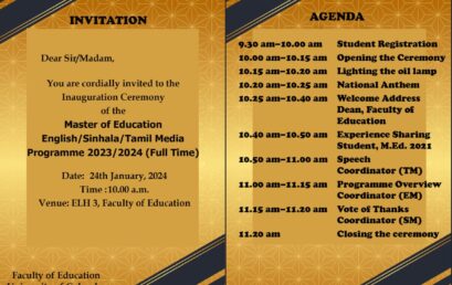 Inauguration of M.Ed FT(Sinhala/Tamil/English) Media 2024